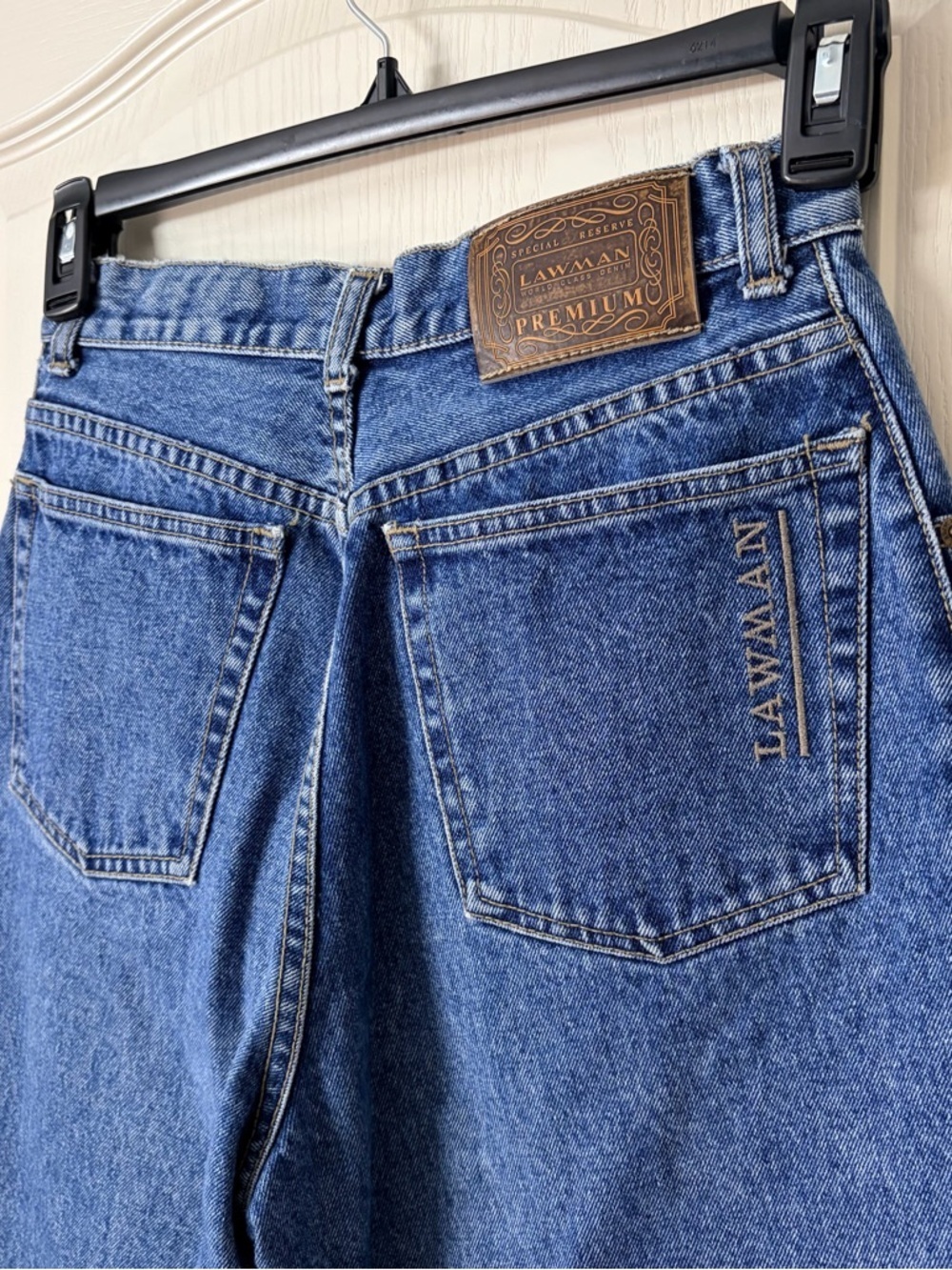 Vintage 90s Lawman Western High Rise Mom Denim Rigid Jeans, Size 11